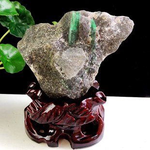 天然祖母绿绿柱石原石宝石奇石收藏礼品酒柜客厅办公桌面家居摆件