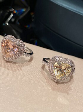 High Quality Luxury Heart-shaped Artificial Sapphire Open Ri