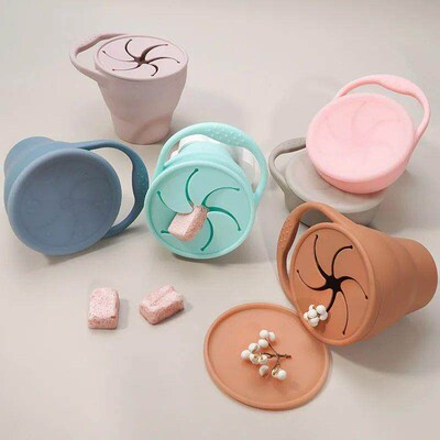 Solid Colors Baby Snack Cup Toddler Portable Food Storage Bo