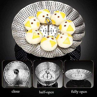 Thickened Stainless Steel Lotus Folding Steaming Tray with
