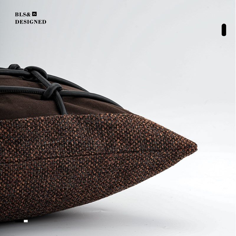 柏洛斯ncient中古深咖几何编织棉麻高级感别墅客厅护腰靠垫腰枕,居家布艺,腰靠垫,淘宝优惠券,粉丝福利购,淘宝优惠卷