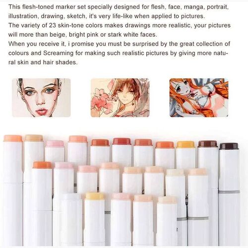 Art Dual Tip Alcohol Based Flesh Color Marker Pen Set 20/24/