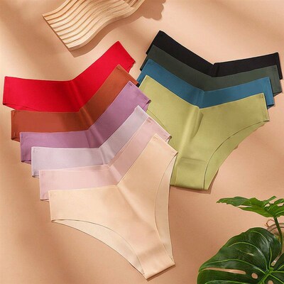 WarmSteps 6Pcs/Set V-Cut Sexy Womens Thongs Panties Plain I