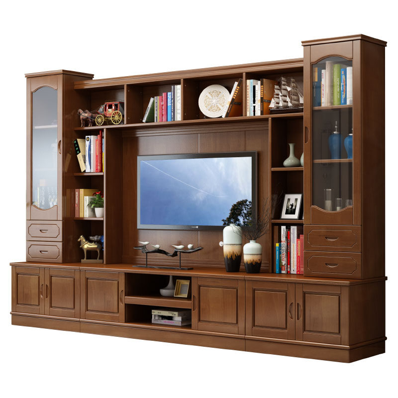 实木电视柜墙柜客厅家用多功能整体中式大户型背景墙柜地柜