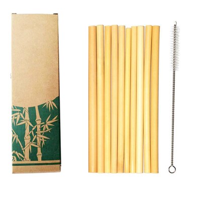 10 Pcs Natural Bamboo Straws Environmentally Friendly Bamboo