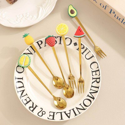 Cartoon Stainless Steel Fruit Forks for Home Use, Food-Grade
