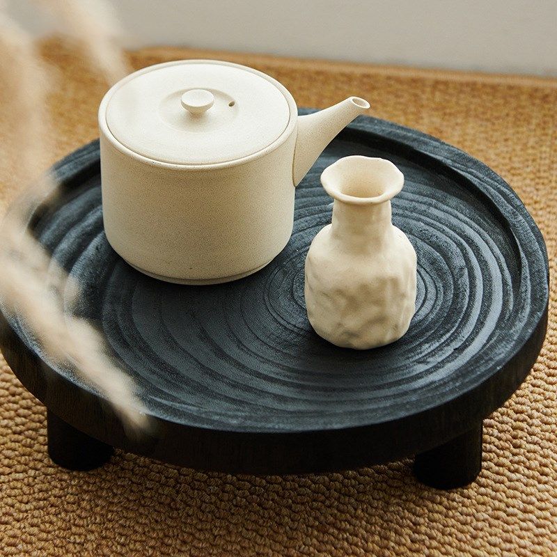 侘寂风复古黑色泡桐木三足果盘阳台客厅茶几木质托盘装饰品摆件,家居饰品,果盘/果篓,淘宝优惠券,粉丝福利购,淘宝优惠卷