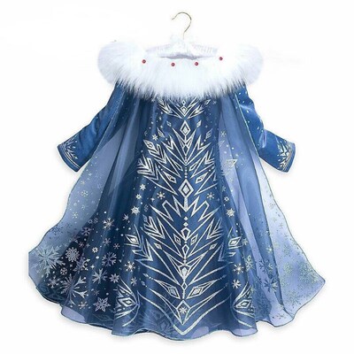 2022 New Elsa Dress Girls Party Vestidos Cosplay Girl Clothi