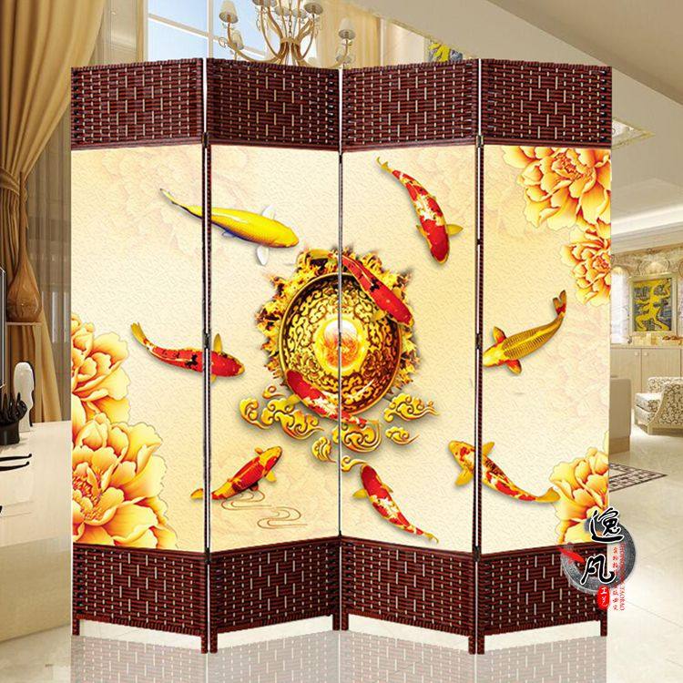 藤编布艺屏风隔断折叠酒店养生茶馆客厅办公防水玄关中式折屏座屏,住宅家具,折屏,淘宝优惠券,粉丝福利购,淘宝优惠卷
