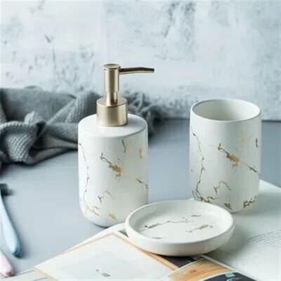 Imitation Marble Ceramic Bathroom Accessory Set Washing