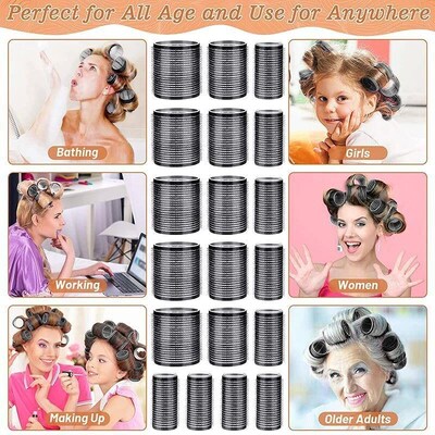 13pcs Black Self Grip Hair Rollers No Heat Hair Curlers Heat