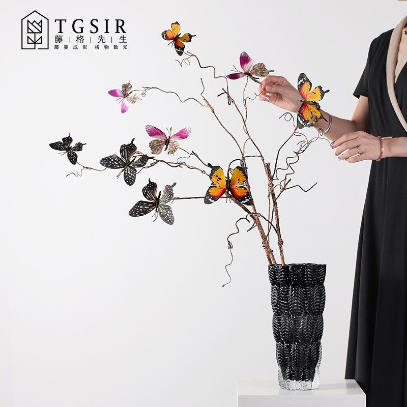 3d立体蝴蝶仿真花客厅电视柜复古枯树枝假花装饰摆件婚礼布置插花,家居饰品,仿真花/假花,淘宝优惠券,粉丝福利购,淘宝优惠卷