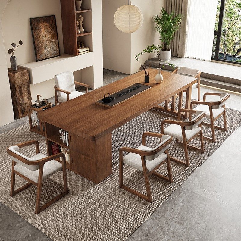 现代实木茶桌椅带柜子客厅办公茶室茶台洽谈原木大板泡茶桌,住宅家具,家用茶台/茶桌,淘宝优惠券,粉丝福利购,淘宝优惠卷