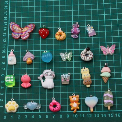 10Pcs 37 Styles Mix Fruit Animals Popsicle Candy Resin Earri