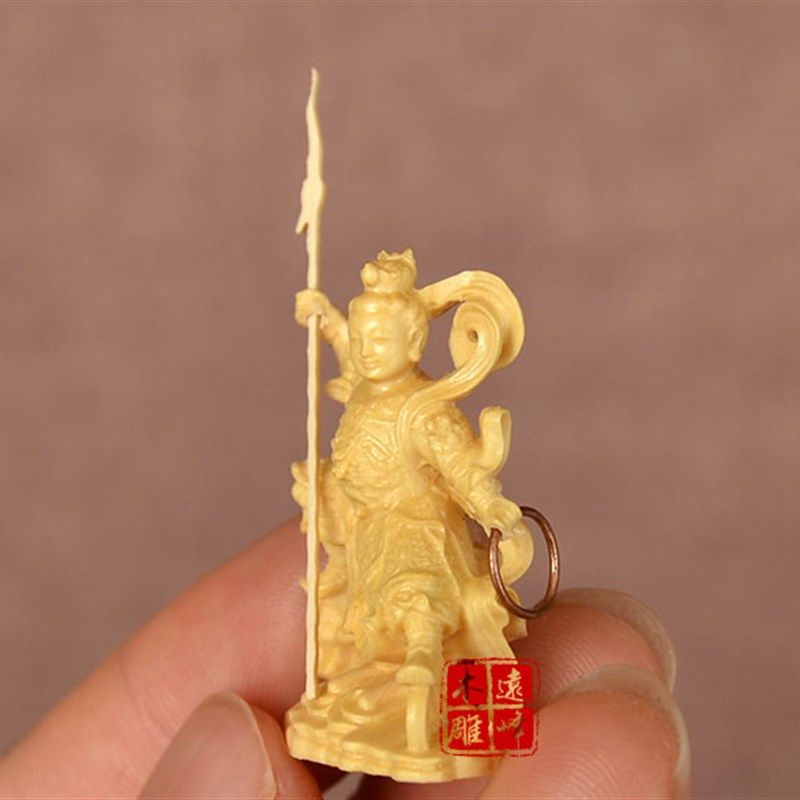 黄杨木雕微雕一寸轮三太子中坛元帅实木雕刻精雕工艺品,家居饰品,木雕,淘宝优惠券,粉丝福利购,淘宝优惠卷