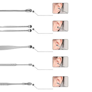 6Pcs/set Ear Wax Pickers Stainless Steel Ear Picks Wax Remov