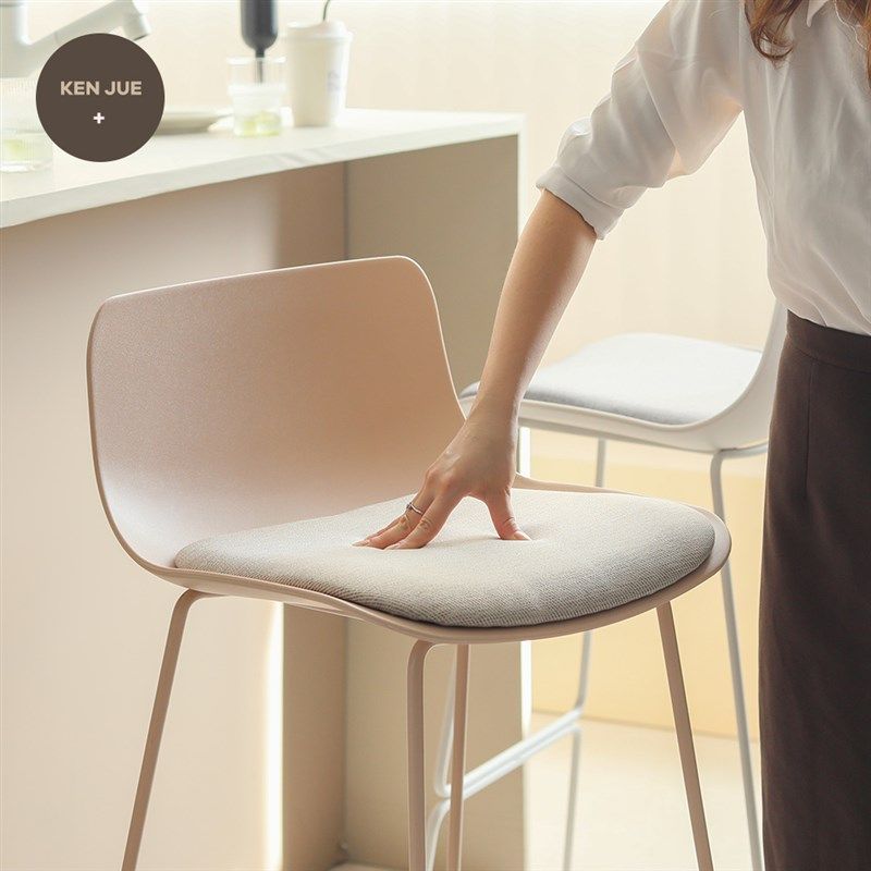 奶油风椅靠背高脚凳前台久坐舒服家用小户型办公室茶水间休闲椅子,住宅家具,家用高脚椅,淘宝优惠券,粉丝福利购,淘宝优惠卷
