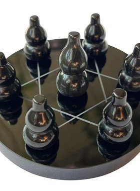 天然黑曜石葫芦七星阵摆件彩红眼葫芦黑色水晶福禄开业送礼品