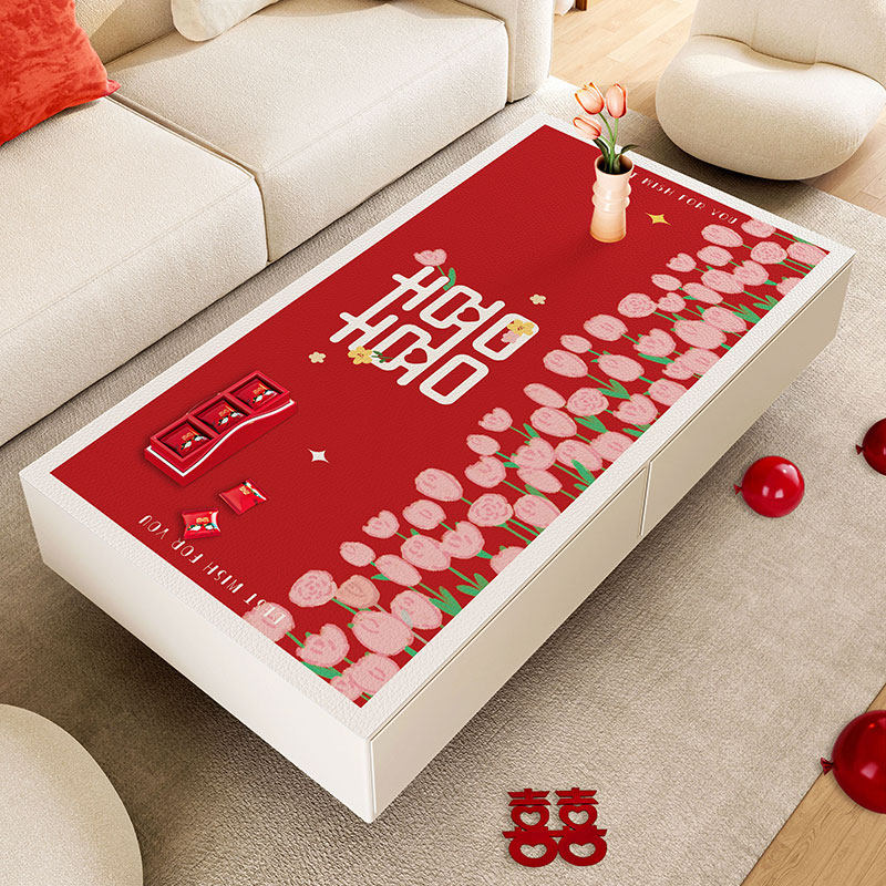 茶几垫结婚客厅高级感防油防水桌垫pvc防烫免洗长方形红色桌布,居家布艺,茶几垫,淘宝优惠券,粉丝福利购,淘宝优惠卷