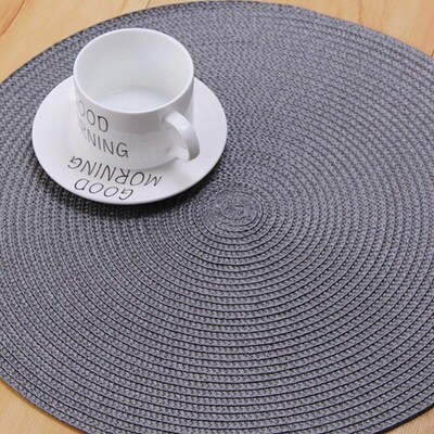 1pc Round Woven Placemats PP Waterproof Dining Table Mat Non
