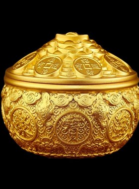 大小号金蟾铜聚宝盆摆件带盖子子招财进宝客厅店铺装饰开业乔迁礼