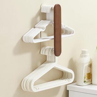 美拉德胡桃木衣架收架阳纳台实家用挂架壁木晾衣架挂式整理044置