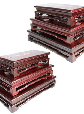 紫檀镶黄摆杨荷花长方正方形台件奇石玉器微盆ZZ-246景型文玩底座