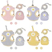 Leash With Breathable Harness Embroidery And Bag Dog Treat