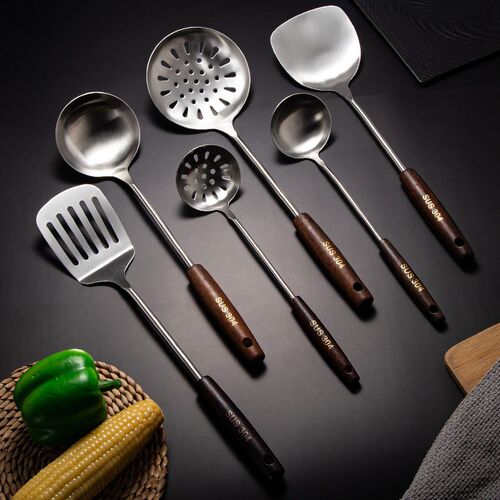 304 Stainless Steel Spatula, Wooden Handle Kitchen Utensil S