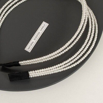 Three layer White Pearl Headbands for Women Handmade Wave Si