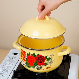 老式猪油盆搪瓷碗带盖猪荤油罐子家用热油辣子罐耐高温耳搪瓷盆