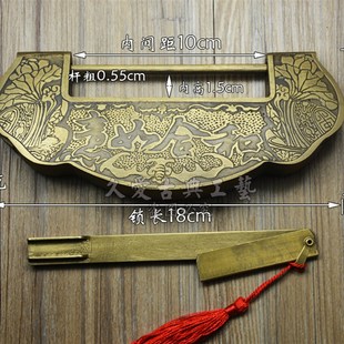 中式锁铸铜仿古锁老式锁元宝挂锁横开锁红木家具仿古铜锁 复古锁