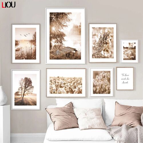 Lake Bridge Dandelion Flower Reed Quote Wall Art  Painting P