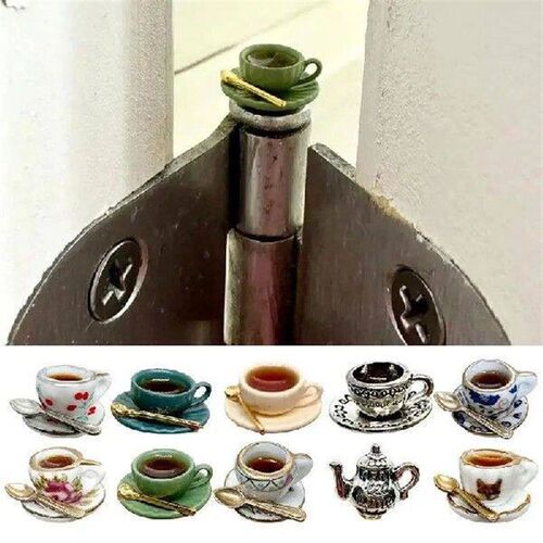 Hinge Head Home Decoration Vintage Teacup and Teaspoon Door