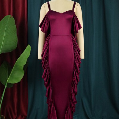 Elegant Women Party Even Dresses Sexy Sparkly Satin Stch