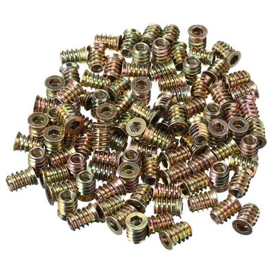 100Pcs M6 Threaded Hex Drive Insert Galvanized Carbon Steel
