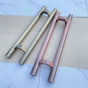 玻璃门拉手红古铜不锈钢有无框推拉门斜脚把手青古铜拉丝木门拉把