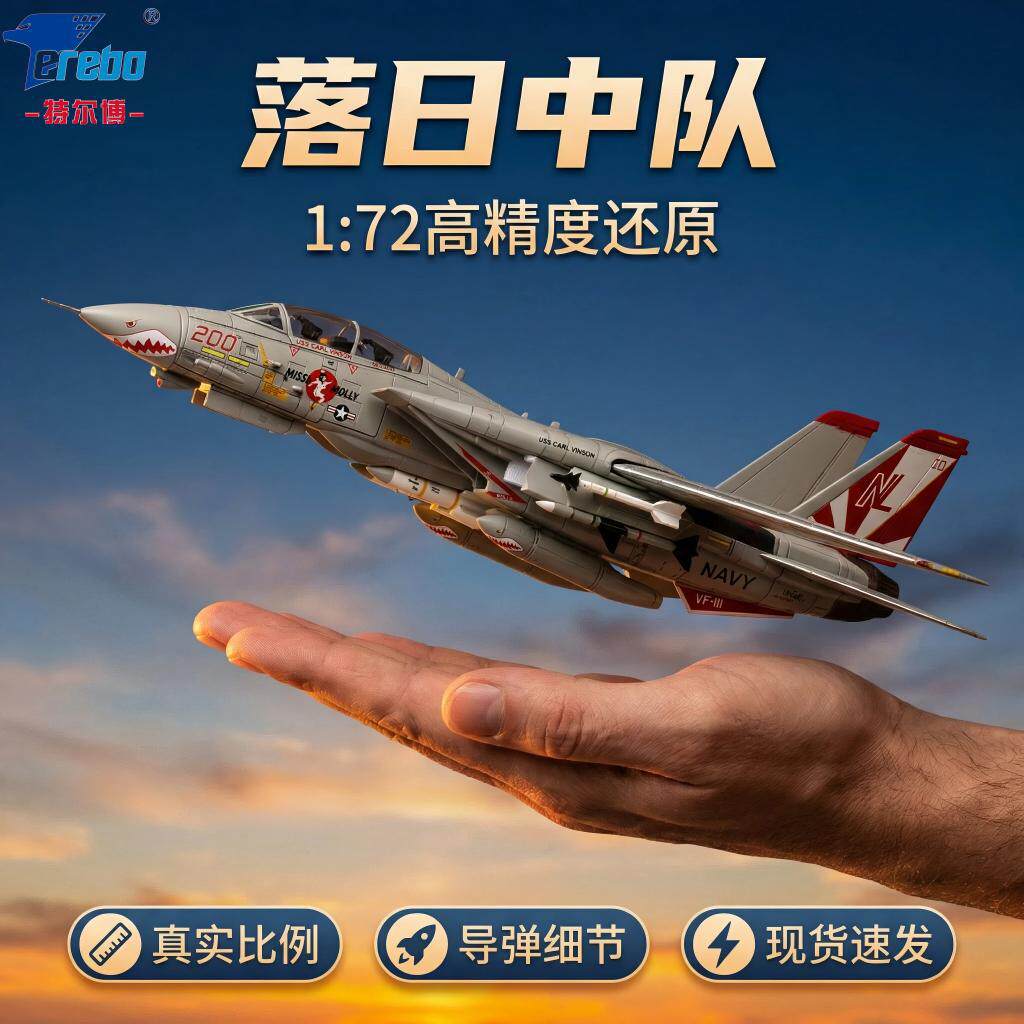 特尔博1:72f14战斗机模型合金F14雄猫合金飞机模型落日海盗旗中队