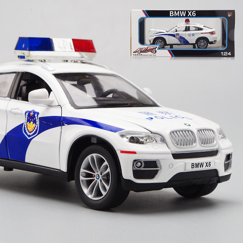 彩珀1:26宝马x6警车合金模型仿真声光儿童玩具汽车现货