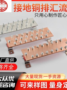 T2T3紫铜排等电位铁塔公司机房接地汇流排镀锡镀镍加工定制打孔端