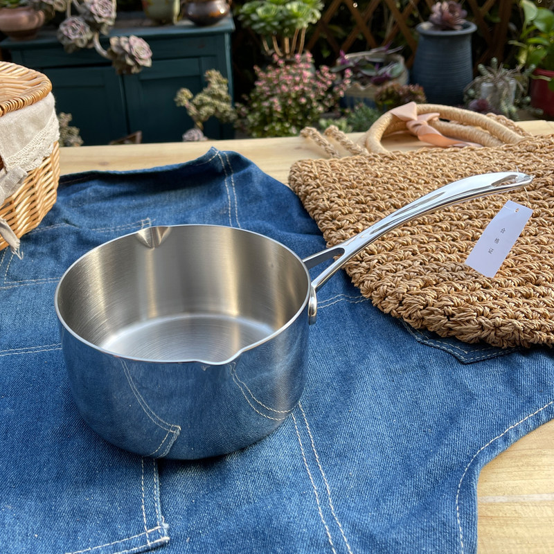 三层钢迷你款304不锈钢14cm奶锅宝宝辅食热奶煮蛋小容量可电磁炉