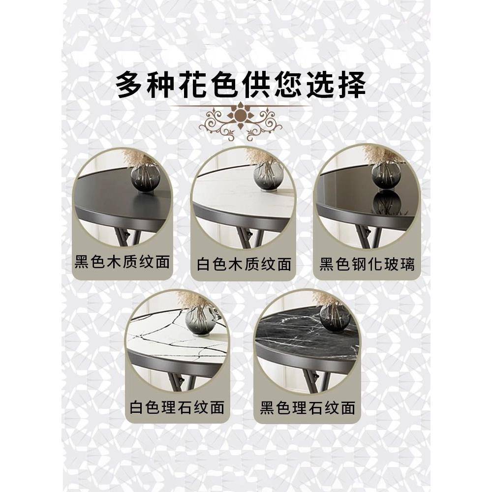 餐桌桌钢化玻璃可折叠圆桌吃饭桌子小户型家用阳台庭院折叠桌金属