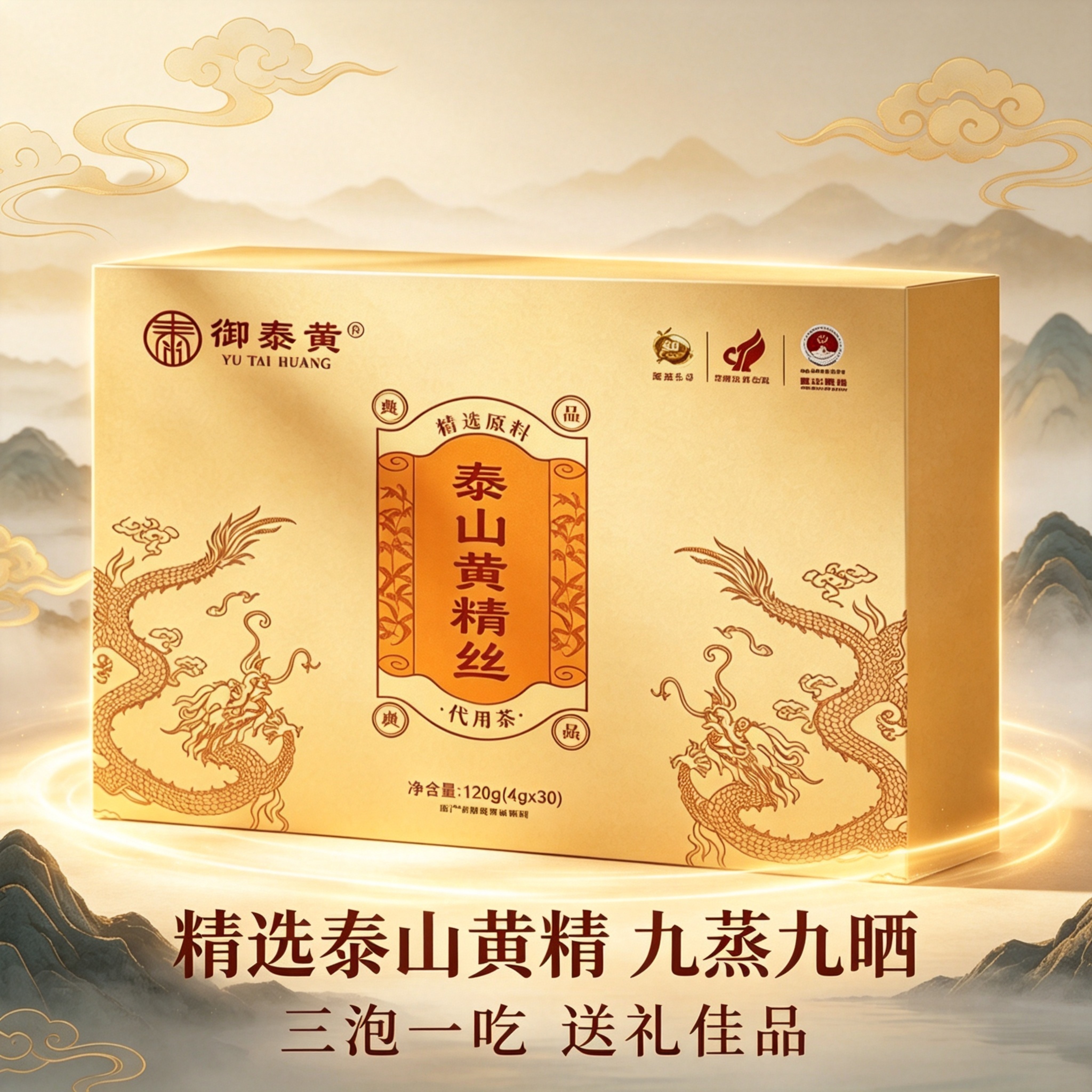 山东特产泰山黄精丝茶120g礼盒装九蒸九晒自食过节送长辈亲友礼品