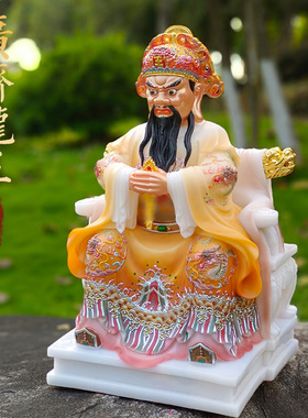 龙五爷像广济龙王装饰摆饰汉白玉仿铜绒砂金手工绘制贴金中式客厅