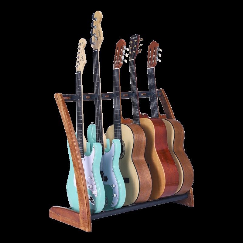 实木吉他排架多头展架 电吉他展示陈列架子放3-5把吉他支架放置架