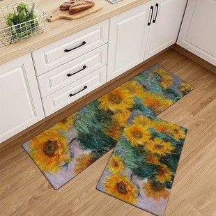 莫奈油画 厨房地垫免洗可擦家用防滑防油防水pvc脚垫长条垫in