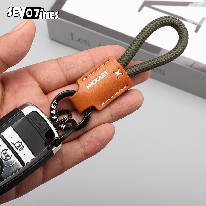 手工皮质编织绳汽车钥匙扣挂件高端情侣男女士手绳钥匙链包包挂饰