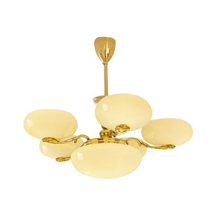 中古北欧美式 蛋白石黄铜吊灯 复古客厅卧室吊灯 t风格 法式