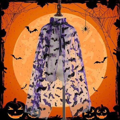 Halloween Cape All-Match Dress Up Spider Web Bat Tulle
