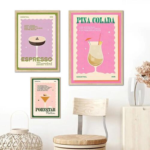Cocktail Mojito Juice Drinks Bar Vintage Wall Art  Painting